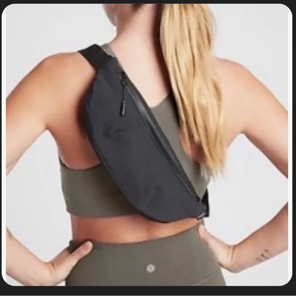 Athleta Black and Gray Sling Bag